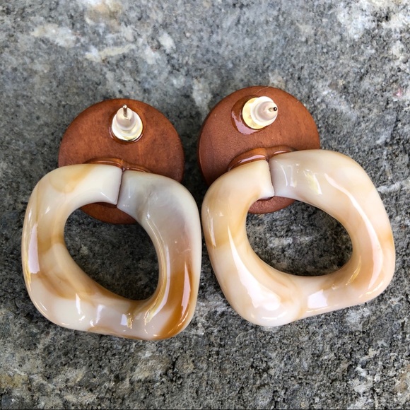 NEW Wood and Acrylic Earrings - Picture 2 of 4